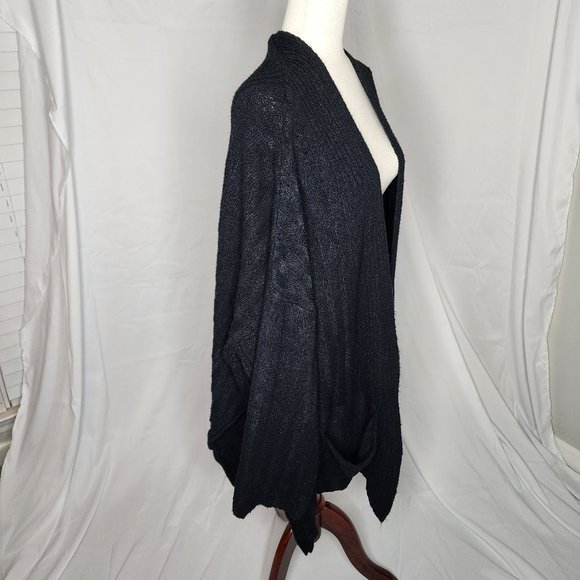 Topshop Long Black Oversized Open Front Cardigan Size 14/XL - Picture 6 of 12